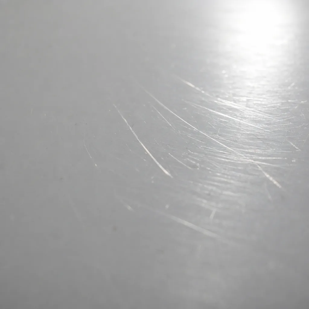 白ホリボードのキズに光が乱反射している接写