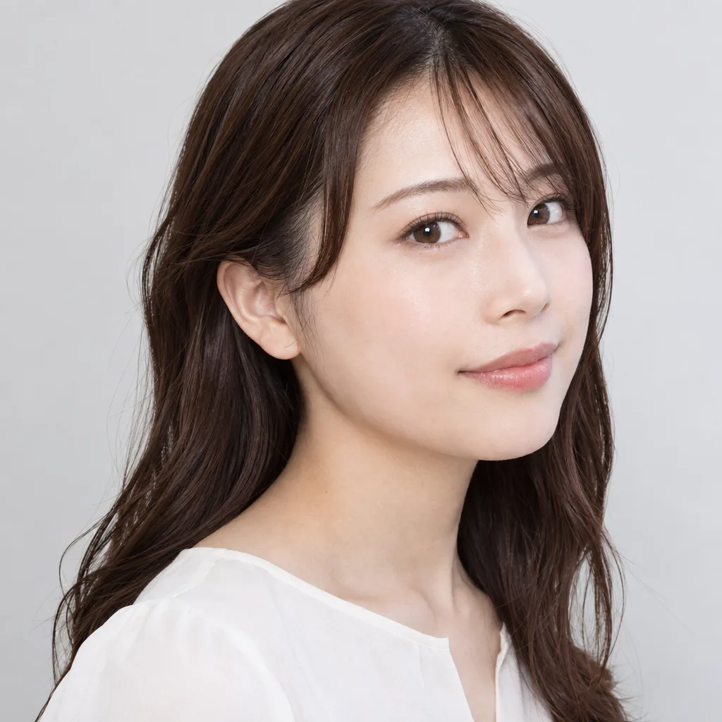 顔を右へ45度振ったバストアップ写真