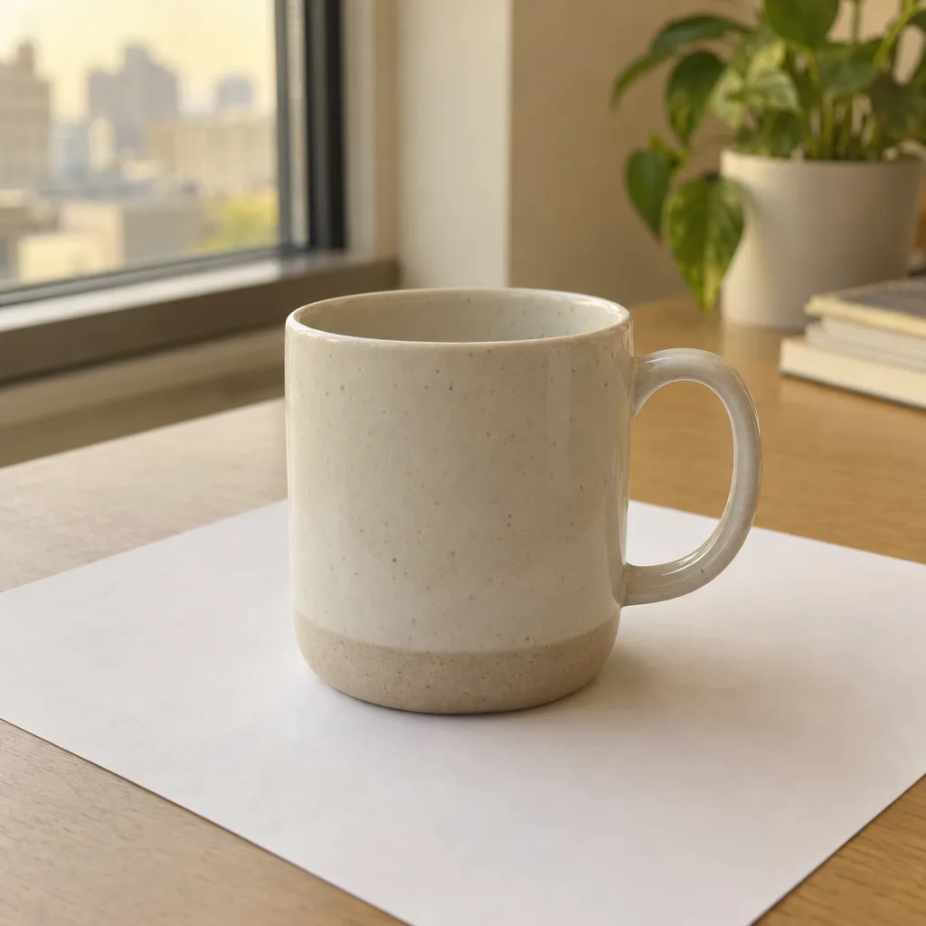 室内灯と窓光が混在し背景が黄色くくすんだ商品写真